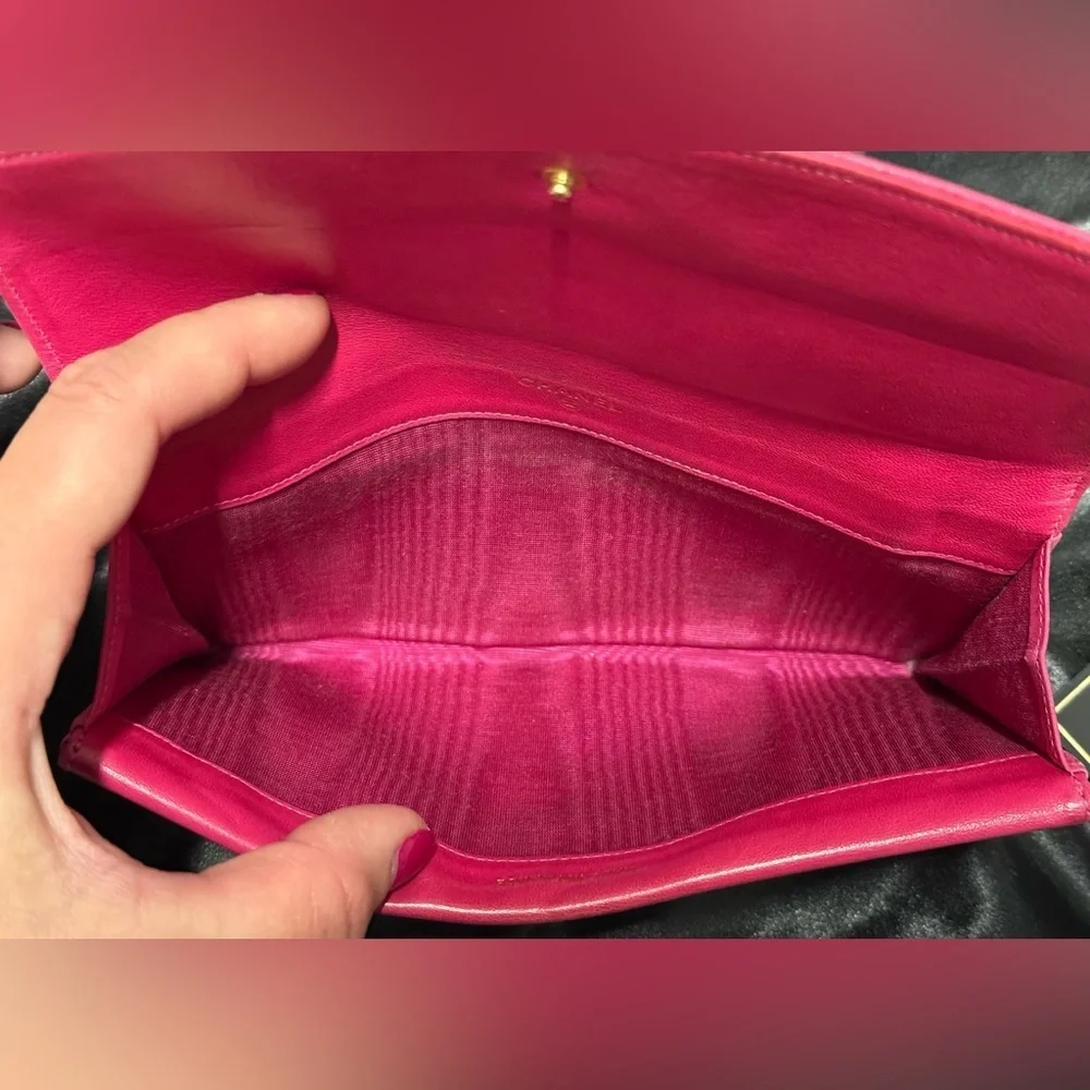 Chanel timeless double flap pink wallet
